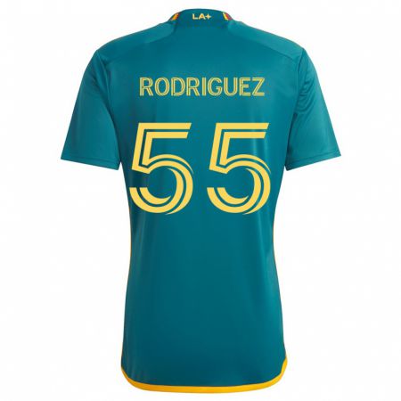 Kandiny Enfant Maillot Diego Rodriguez #55 Vert Jaune Tenues Extérieur 2024/25 T-Shirt