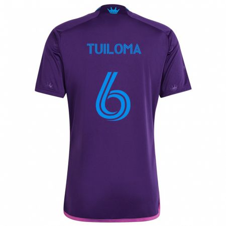 Kandiny Enfant Maillot Bill Tuiloma #6 Bleu Violet Tenues Extérieur 2024/25 T-Shirt