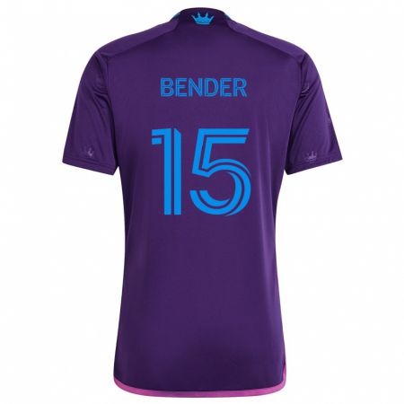 Kandiny Enfant Maillot Ben Bender #15 Bleu Violet Tenues Extérieur 2024/25 T-Shirt