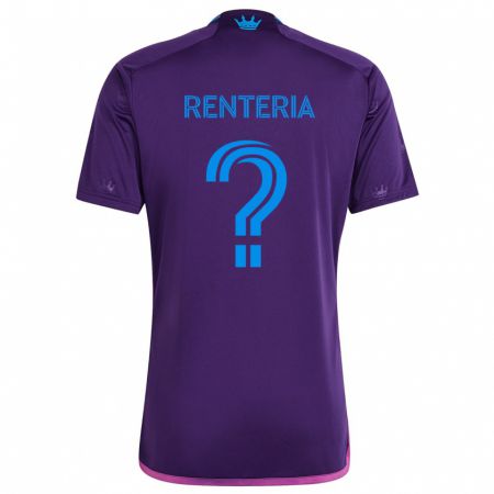 Kandiny Enfant Maillot Adrian Renteria #0 Bleu Violet Tenues Extérieur 2024/25 T-Shirt