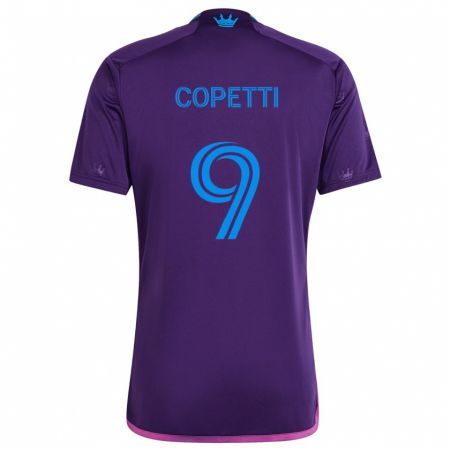 Kandiny Enfant Maillot Enzo Copetti #9 Bleu Violet Tenues Extérieur 2024/25 T-Shirt