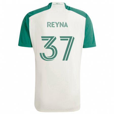 Kandiny Enfant Maillot Joah Reyna #37 Couleurs Beiges Vert Tenues Extérieur 2024/25 T-Shirt