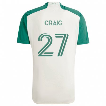 Kandiny Enfant Maillot Brandan Craig #27 Couleurs Beiges Vert Tenues Extérieur 2024/25 T-Shirt