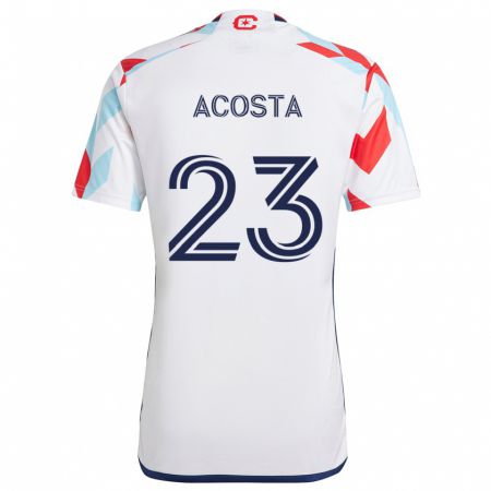 Kandiny Enfant Maillot Kellyn Acosta #23 Blanc Rouge Bleu Tenues Extérieur 2024/25 T-Shirt