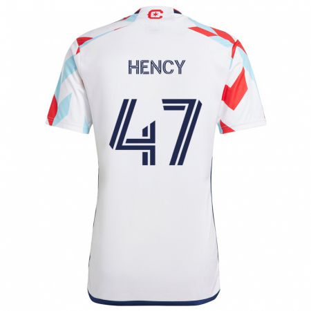 Kandiny Enfant Maillot Billy Hency #47 Blanc Rouge Bleu Tenues Extérieur 2024/25 T-Shirt