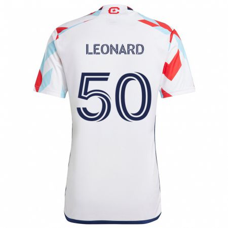 Kandiny Enfant Maillot Eric Leonard #50 Blanc Rouge Bleu Tenues Extérieur 2024/25 T-Shirt