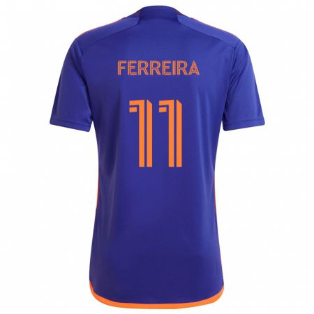 Kandiny Enfant Maillot Sebastián Ferreira #11 Violet Orange Tenues Extérieur 2024/25 T-Shirt