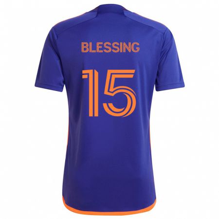 Kandiny Enfant Maillot Latif Blessing #15 Violet Orange Tenues Extérieur 2024/25 T-Shirt