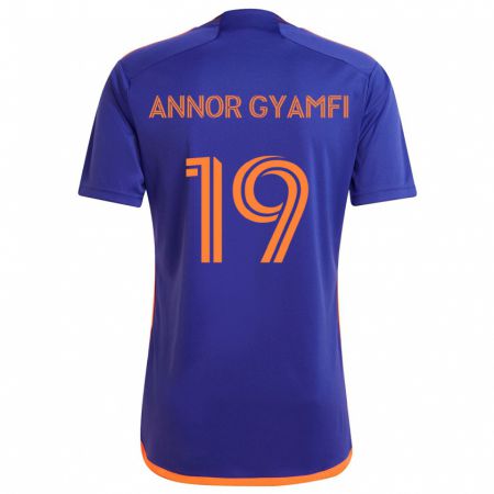 Kandiny Enfant Maillot Stephen Annor Gyamfi #19 Violet Orange Tenues Extérieur 2024/25 T-Shirt