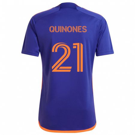 Kandiny Enfant Maillot Nelson Quiñónes #21 Violet Orange Tenues Extérieur 2024/25 T-Shirt