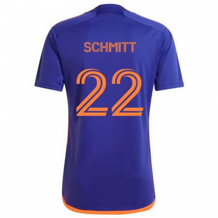 Kandiny Enfant Maillot Tate Schmitt #22 Violet Orange Tenues Extérieur 2024/25 T-Shirt