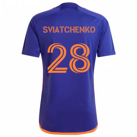 Kandiny Enfant Maillot Erik Sviatchenko #28 Violet Orange Tenues Extérieur 2024/25 T-Shirt