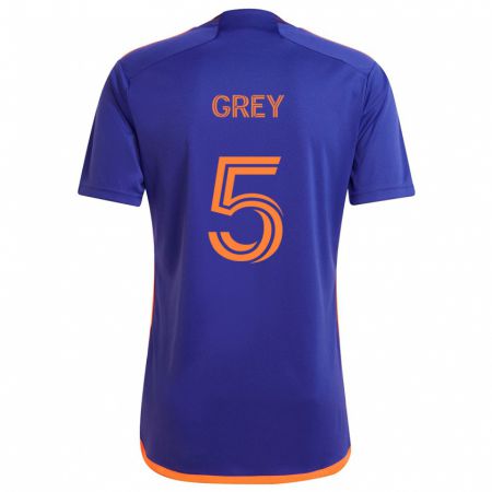 Kandiny Enfant Maillot Omar Grey #5 Violet Orange Tenues Extérieur 2024/25 T-Shirt