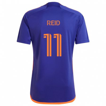 Kandiny Enfant Maillot Isaiah Reid #11 Violet Orange Tenues Extérieur 2024/25 T-Shirt