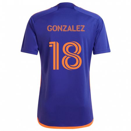 Kandiny Enfant Maillot Diego Gonzalez #18 Violet Orange Tenues Extérieur 2024/25 T-Shirt