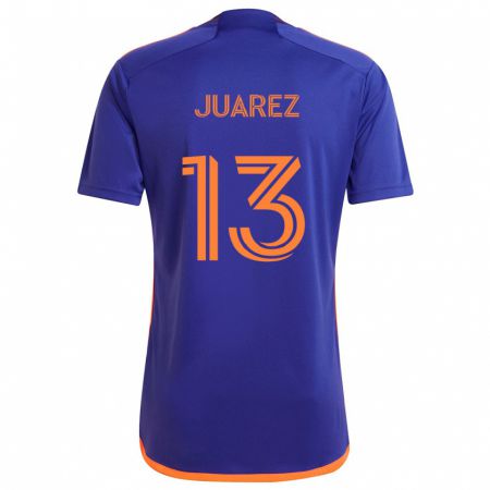 Kandiny Enfant Maillot Jathan Juarez #13 Violet Orange Tenues Extérieur 2024/25 T-Shirt