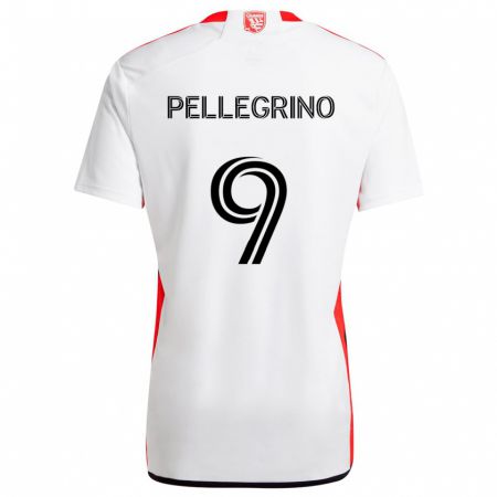 Kandiny Enfant Maillot Amahl Pellegrino #9 Blanc Rouge Tenues Extérieur 2024/25 T-Shirt