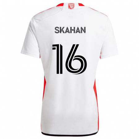 Kandiny Enfant Maillot Jack Skahan #16 Blanc Rouge Tenues Extérieur 2024/25 T-Shirt