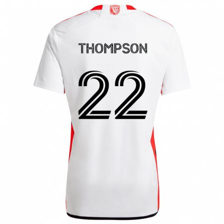 Kandiny Enfant Maillot Tommy Thompson #22 Blanc Rouge Tenues Extérieur 2024/25 T-Shirt