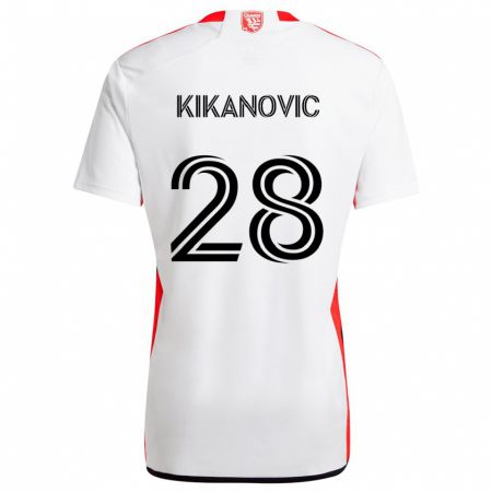 Kandiny Enfant Maillot Benjamin Kikanović #28 Blanc Rouge Tenues Extérieur 2024/25 T-Shirt