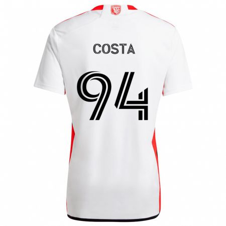 Kandiny Enfant Maillot Vítor Costa #94 Blanc Rouge Tenues Extérieur 2024/25 T-Shirt