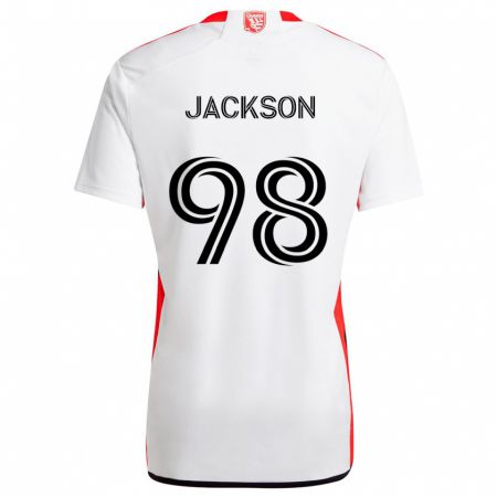 Kandiny Enfant Maillot Jacob Jackson #98 Blanc Rouge Tenues Extérieur 2024/25 T-Shirt