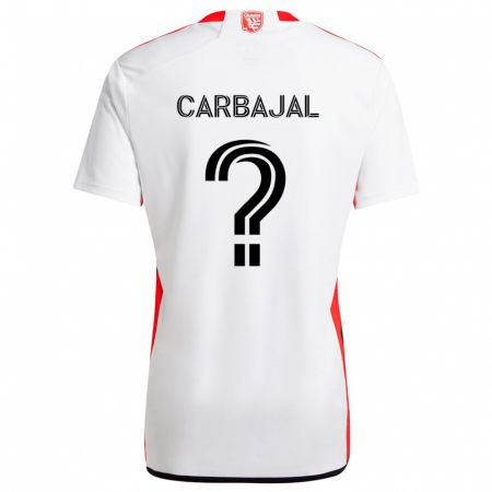 Kandiny Enfant Maillot Sebastian Carbajal #0 Blanc Rouge Tenues Extérieur 2024/25 T-Shirt