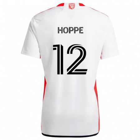 Kandiny Enfant Maillot Matthew Hoppe #12 Blanc Rouge Tenues Extérieur 2024/25 T-Shirt