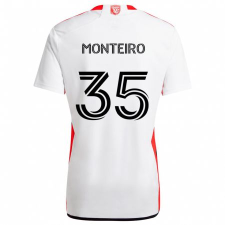 Kandiny Enfant Maillot Jamiro Monteiro #35 Blanc Rouge Tenues Extérieur 2024/25 T-Shirt