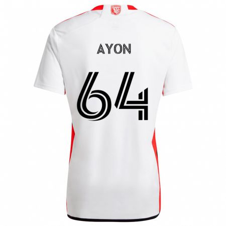 Kandiny Enfant Maillot Jerry Ayon #64 Blanc Rouge Tenues Extérieur 2024/25 T-Shirt