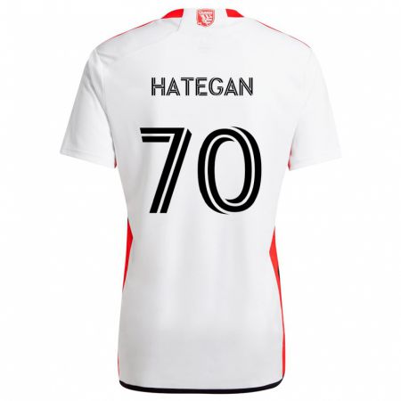 Kandiny Enfant Maillot Roberto Hategan #70 Blanc Rouge Tenues Extérieur 2024/25 T-Shirt