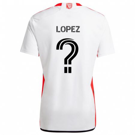 Kandiny Enfant Maillot Mateo Lopez #0 Blanc Rouge Tenues Extérieur 2024/25 T-Shirt