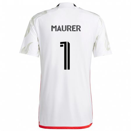 Kandiny Enfant Maillot Jimmy Maurer #1 Blanc Rouge Noir Tenues Extérieur 2024/25 T-Shirt