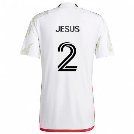 Kandiny Enfant Maillot Geovane Jesus #2 Blanc Rouge Noir Tenues Extérieur 2024/25 T-Shirt