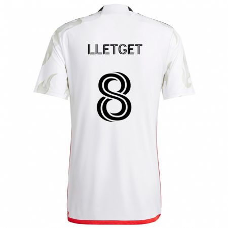 Kandiny Enfant Maillot Sebastian Lletget #8 Blanc Rouge Noir Tenues Extérieur 2024/25 T-Shirt