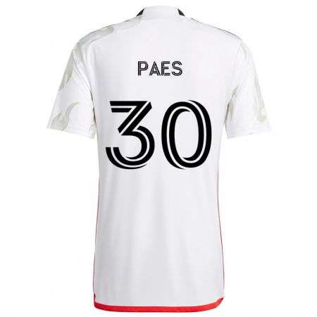 Kandiny Enfant Maillot Maarten Paes #30 Blanc Rouge Noir Tenues Extérieur 2024/25 T-Shirt