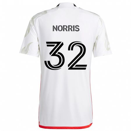 Kandiny Enfant Maillot Nolan Norris #32 Blanc Rouge Noir Tenues Extérieur 2024/25 T-Shirt