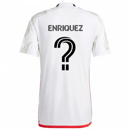 Kandiny Enfant Maillot Fabian Enriquez #0 Blanc Rouge Noir Tenues Extérieur 2024/25 T-Shirt