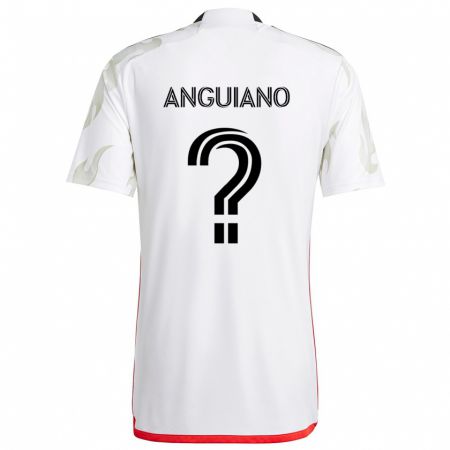 Kandiny Enfant Maillot Adrian Anguiano #0 Blanc Rouge Noir Tenues Extérieur 2024/25 T-Shirt