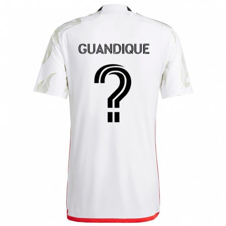 Kandiny Enfant Maillot Josmar Guandique #0 Blanc Rouge Noir Tenues Extérieur 2024/25 T-Shirt