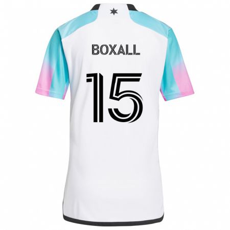 Kandiny Enfant Maillot Michael Boxall #15 Blanc Bleu Noir Tenues Extérieur 2024/25 T-Shirt