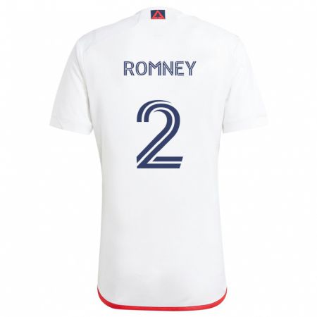 Kandiny Enfant Maillot Dave Romney #2 Blanc Rouge Tenues Extérieur 2024/25 T-Shirt