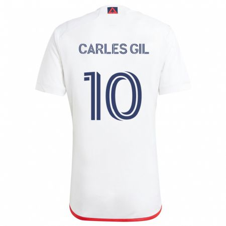 Kandiny Enfant Maillot Carles Gil #10 Blanc Rouge Tenues Extérieur 2024/25 T-Shirt