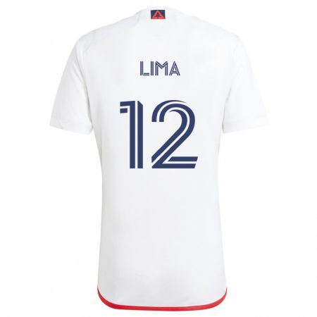 Kandiny Enfant Maillot Nick Lima #12 Blanc Rouge Tenues Extérieur 2024/25 T-Shirt