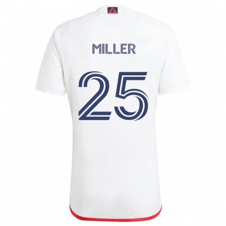 Kandiny Enfant Maillot Peyton Miller #25 Blanc Rouge Tenues Extérieur 2024/25 T-Shirt