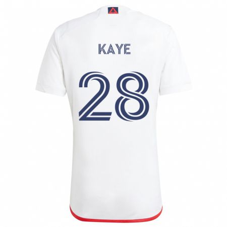 Kandiny Enfant Maillot Mark-Anthony Kaye #28 Blanc Rouge Tenues Extérieur 2024/25 T-Shirt