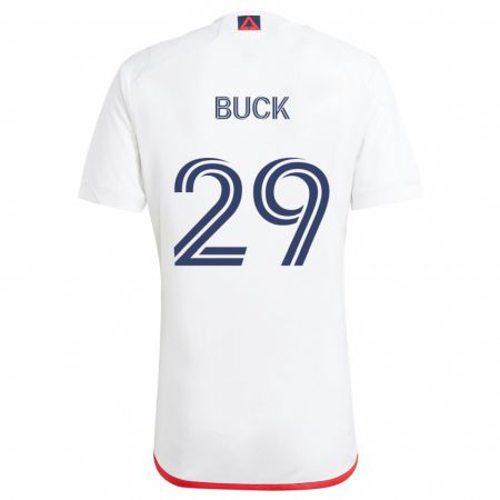 Kandiny Enfant Maillot Noel Buck #29 Blanc Rouge Tenues Extérieur 2024/25 T-Shirt