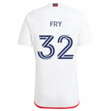 Kandiny Enfant Maillot Malcolm Fry #32 Blanc Rouge Tenues Extérieur 2024/25 T-Shirt