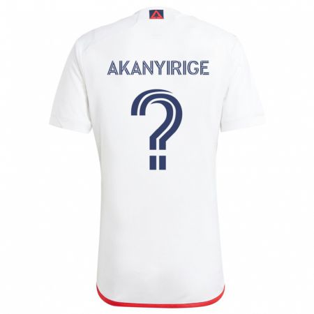 Kandiny Enfant Maillot Jacob Akanyirige #0 Blanc Rouge Tenues Extérieur 2024/25 T-Shirt