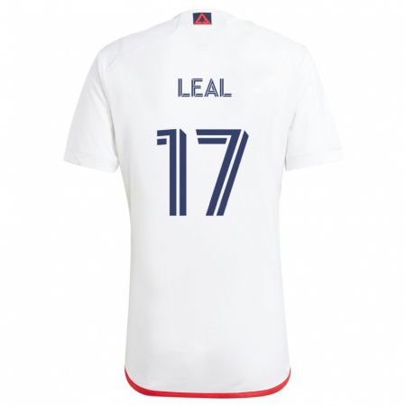 Kandiny Enfant Maillot Patrick Leal #17 Blanc Rouge Tenues Extérieur 2024/25 T-Shirt